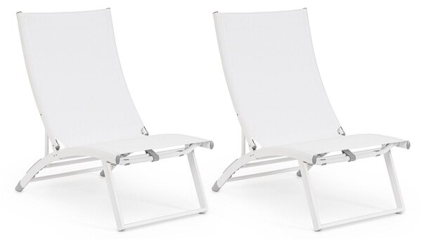 Set 2 Poltrone da Giardino 53x166,5x90 cm in Alluminio Taylor Bianco