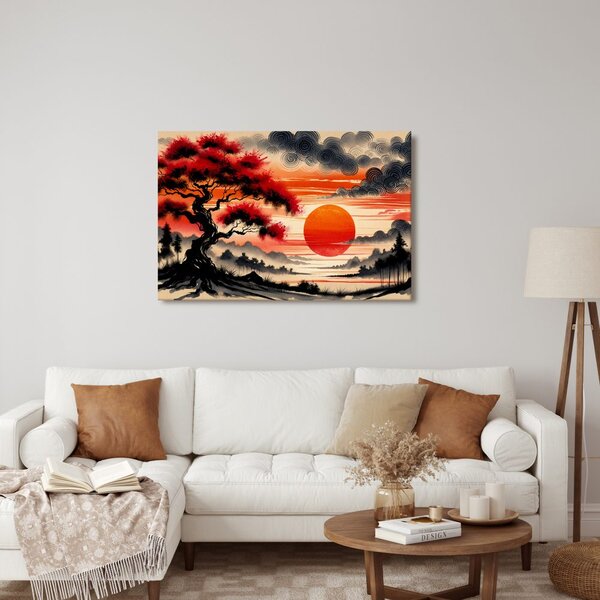 Quadro su tela – Albero della vita al tramonto del sole
