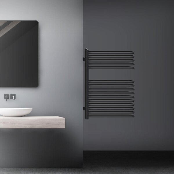 LuxeBath radiatore per bagno 500 x 800 mm antracite, radiatore di design per bagno, radiatore di design asciugasalviette radiatore per bagno, senza elemento riscaldante