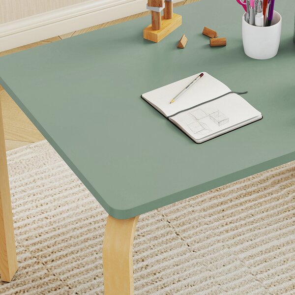 AIYAPLAY Tavolo per bambini con 2 sedie, in legno per disegnare, giocare e studiare, 78x53x53 cm, verde | Aosom Italy