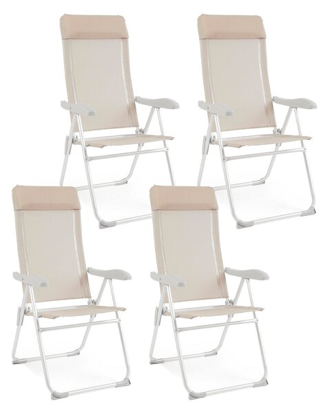 Set 4 Sedie Sdraio Pieghevole 57x65x110 cm in Alluminio Cayo Grigio Ghiaccio