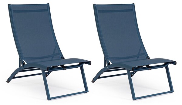 Set 2 Poltrone da Giardino 53x166,5x90 cm in Alluminio Taylor Navy