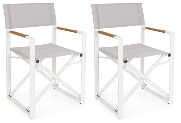 Set 2 Sedie Pieghevoli da Regista 51x54x86 cm in Alluminio Lagun Bianca