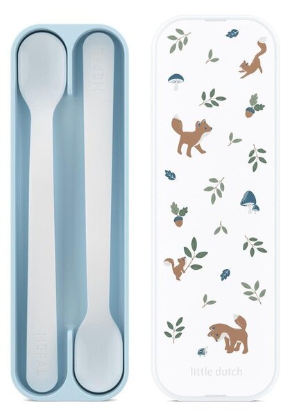 Set di cucchiai da bambini azzurro in plastica 2 pz Forest Friends by Little Dutch – Mepal