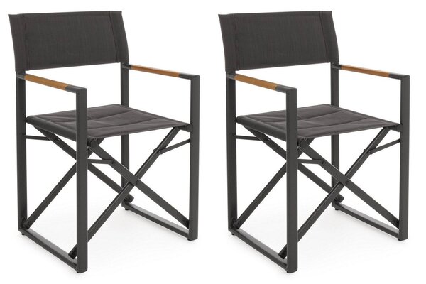 Set 2 Sedie Pieghevoli da Regista 51x54x86 cm in Alluminio Lagun Antracite