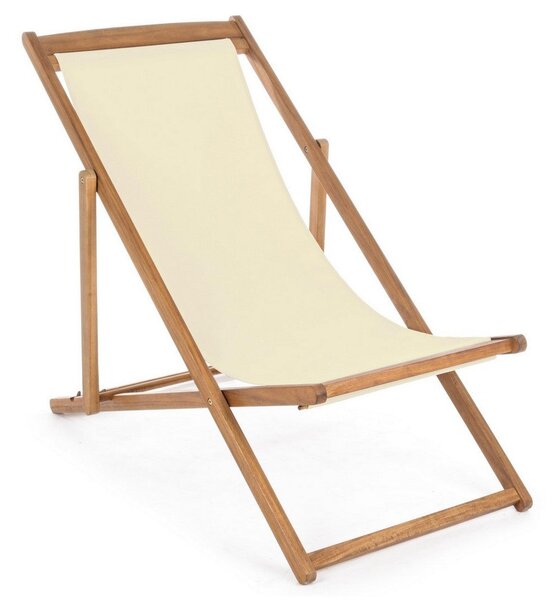 Set 4 Sedie Sdraio Reclinabile Pieghevole 60x106x88 cm in Legno Relax Noemi Ecru’