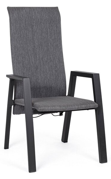 Set 4 Sedie con Braccioli da Giardino 59.5x72x111 cm in Alluminio Ethan Antracite