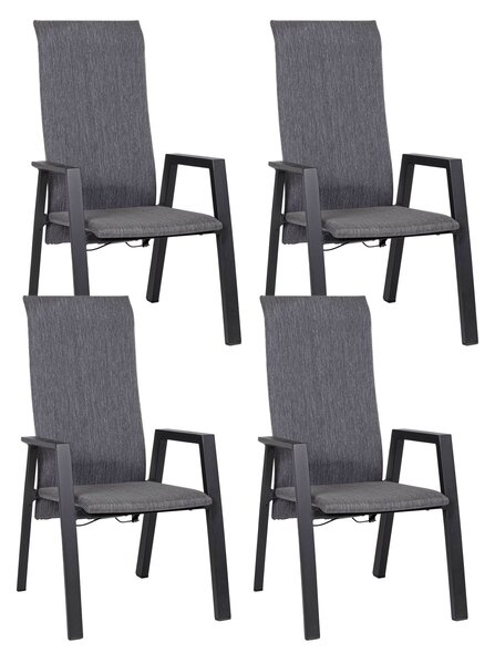 Set 4 Sedie con Braccioli da Giardino 59.5x72x111 cm in Alluminio Ethan Antracite
