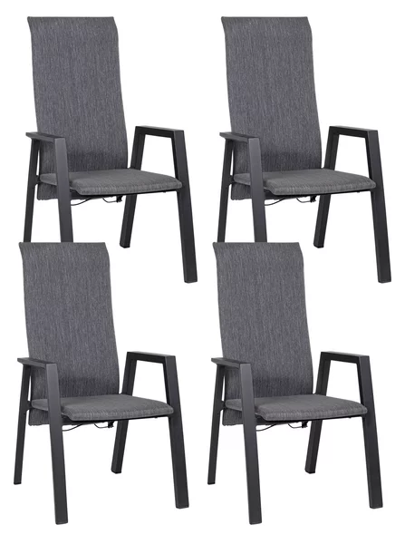Set 4 Sedie con Braccioli da Giardino 59.5x72x111 cm in Alluminio Ethan Antracite