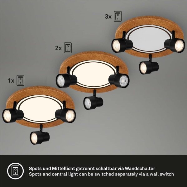 Brilo - Lampada LED da soffitto 12W/230V + 3xGU10 9W 3000K
