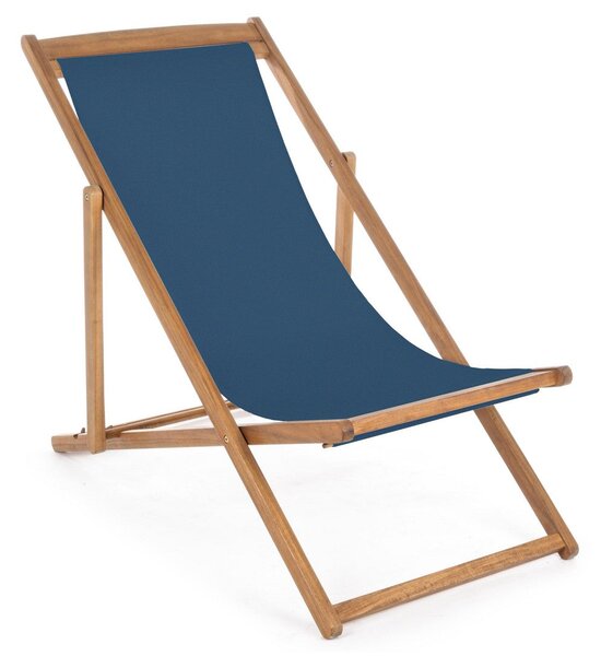 Set 4 Sedie Sdraio Reclinabile Pieghevole 60x106x88h cm in Legno Relax Noemi Blu