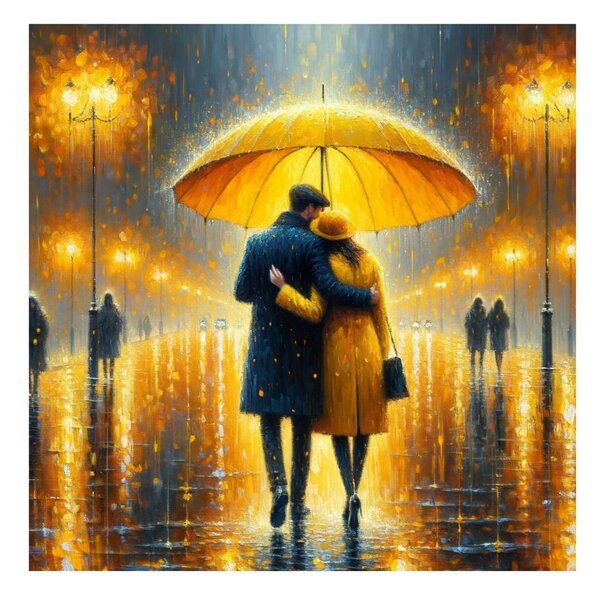 Quadro su tela – Amore sotto la pioggia in città