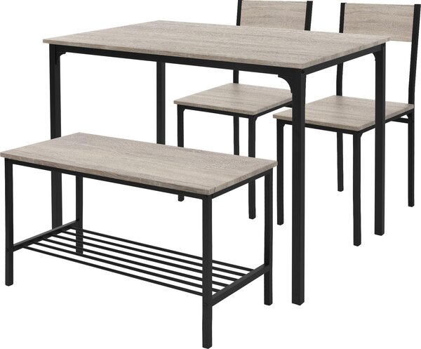 ML-Design set da pranzo per 4 persone, rovere Sonoma, set da pranzo con 2 sedie e 1 panca