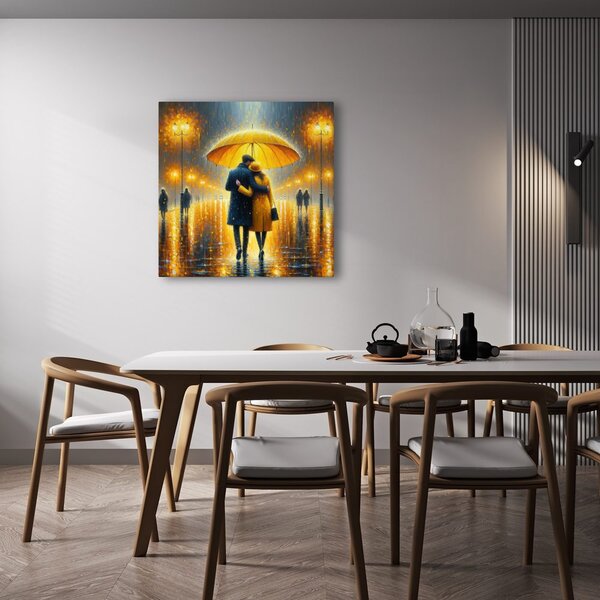 Quadro su tela – Amore sotto la pioggia in città