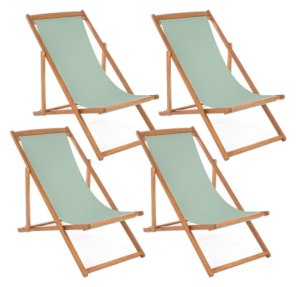 Set 4 Sedie Sdraio Reclinabile Pieghevole 60x106x88 cm in Legno Relax Noemi Salvia
