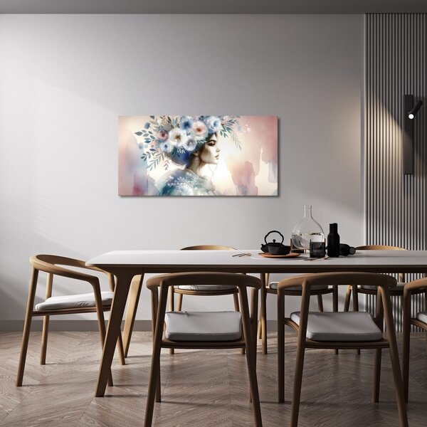 Quadro su tela – Donna con corona di fiori