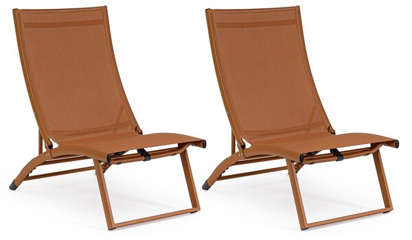 Set 2 Poltrone da Giardino 53x166,5x90 cm in Alluminio Taylor Pecan