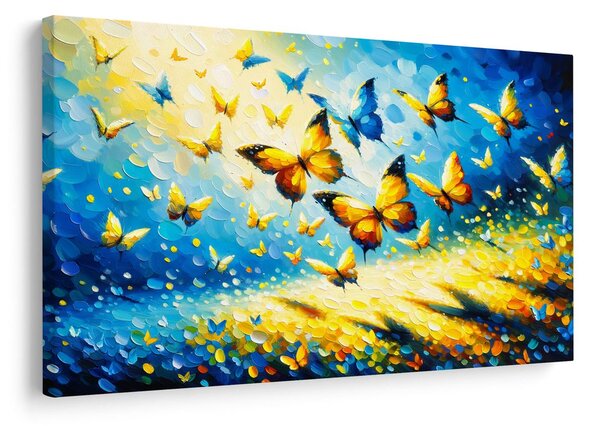 Quadro su tela – Danza delle farfalle in blu