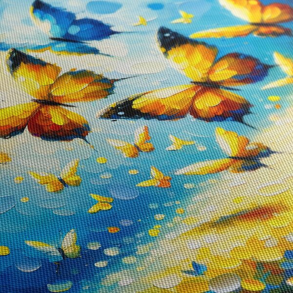 Quadro su tela – Crepuscolo blu e giallo di farfalle