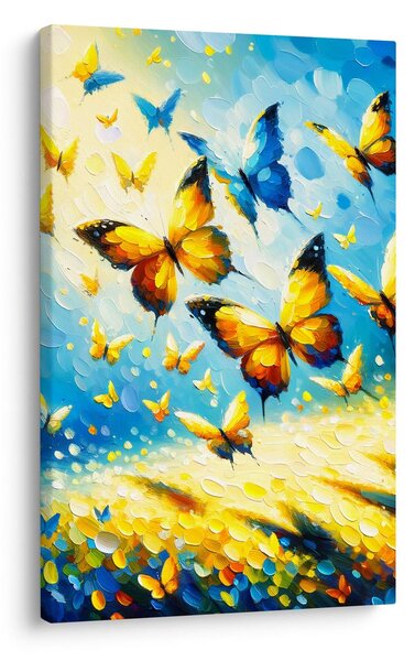 Quadro su tela – Farfalle dorate nel cielo