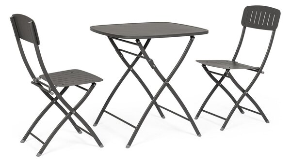 Set Tavolo e 2 Sedie da Giardino in Acciaio Yvonne Antracite