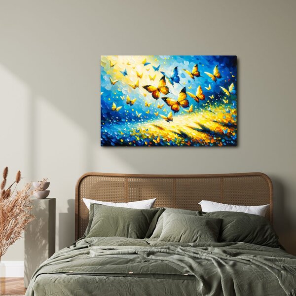 Quadro su tela – Danza delle farfalle in blu