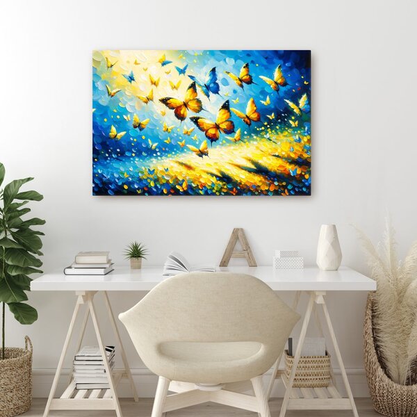 Quadro su tela – Danza delle farfalle in blu