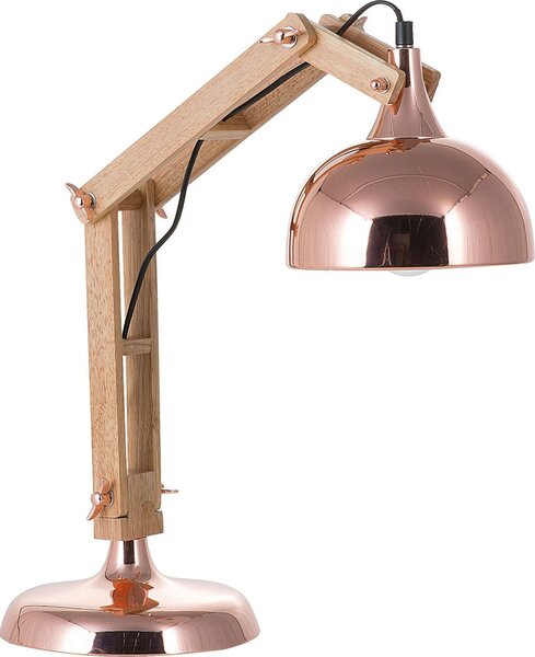 BELIANI Lampada da ufficio rame metallo e legno 53 cm braccio e paralume cavo regolabile con interruttore look industriale