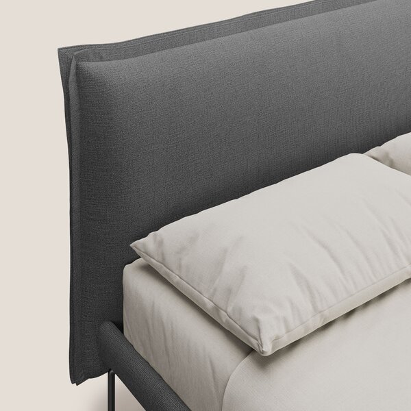 Eric letto imbottito design minimal in morbido tessuto impermeabile T1
