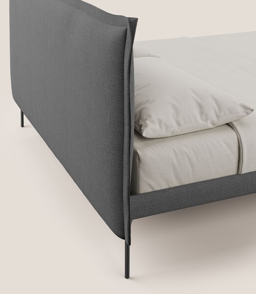 Eric letto imbottito design minimal in morbido tessuto impermeabile T1