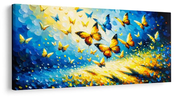 Quadro su tela – Crepuscolo blu e giallo di farfalle