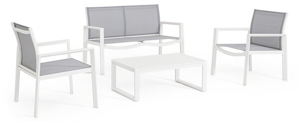 Set Tavolo e 3 Sedie da Giardino in Alluminio Kallen Bianco