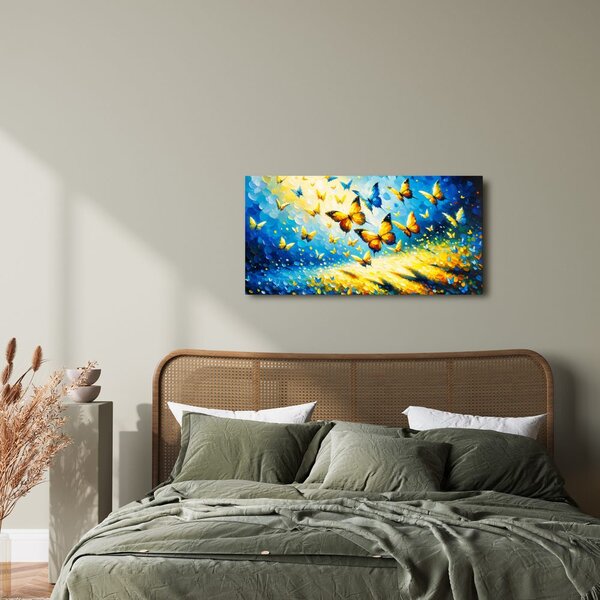 Quadro su tela – Crepuscolo blu e giallo di farfalle