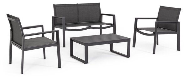 Set Tavolo e 3 Sedie da Giardino in Alluminio Antracite Antracite