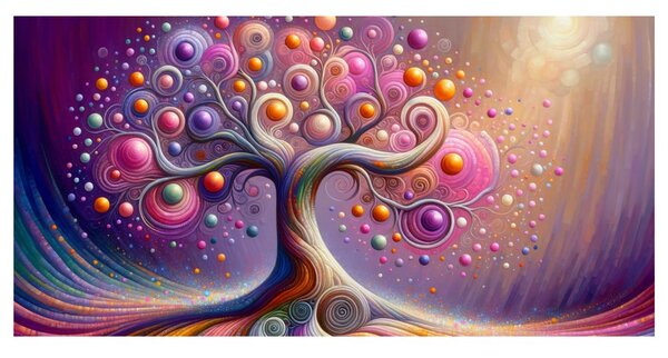 Quadro su tela – Albero della vita colorato in vortice
