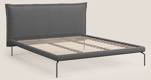 Eric letto imbottito design minimal in morbido tessuto impermeabile T1