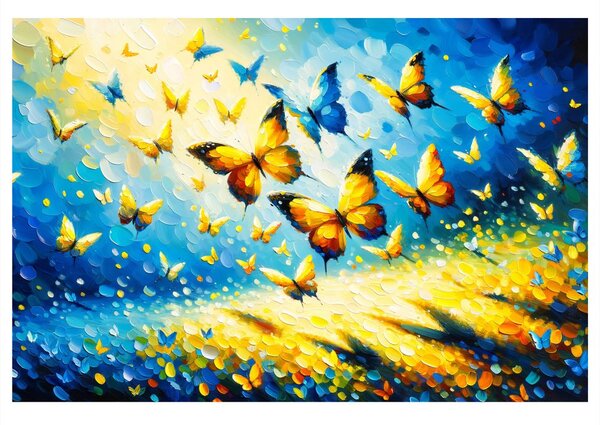 Quadro su tela – Danza delle farfalle in blu