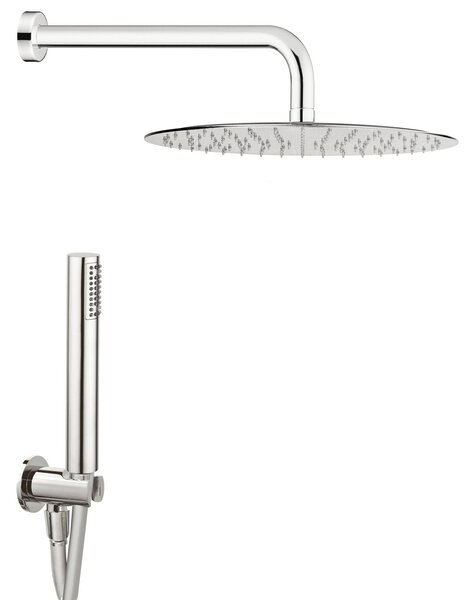 Kit Soffione Doccia Tondo Ø 20 cm in Acciaio Inox Rondò Tondo 20