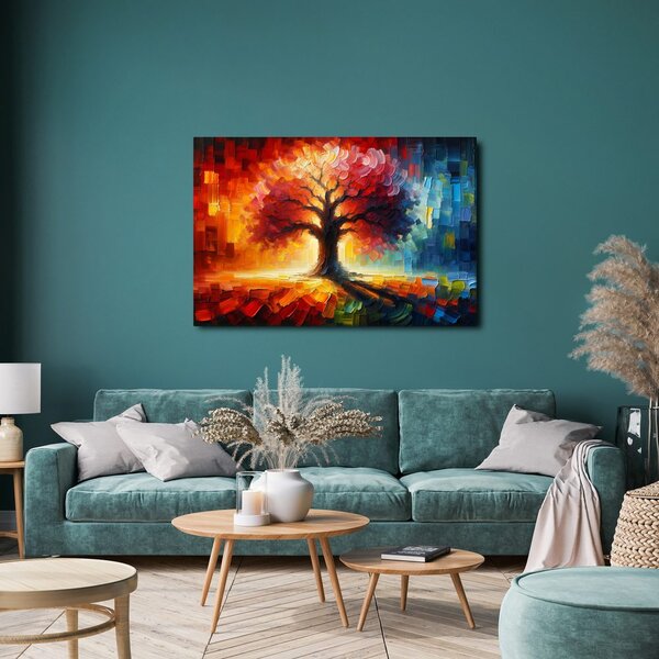 Quadro su tela – Albero della vita nei colori dell'arcobaleno