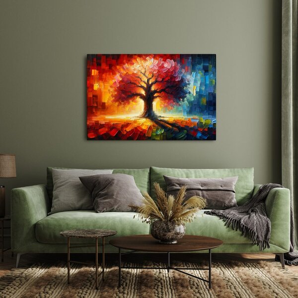 Quadro su tela – Albero della vita nei colori dell'arcobaleno