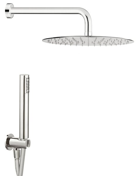 Kit Soffione Doccia Tondo Ø 20 cm in Acciaio Inox Rondò Tondo 20