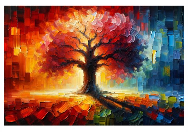 Quadro su tela – Albero della vita nei colori dell'arcobaleno