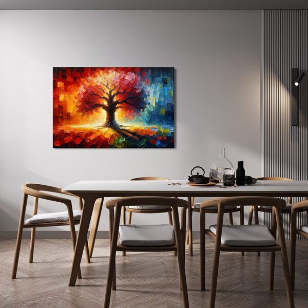 Quadro su tela – Albero della vita nei colori dell'arcobaleno