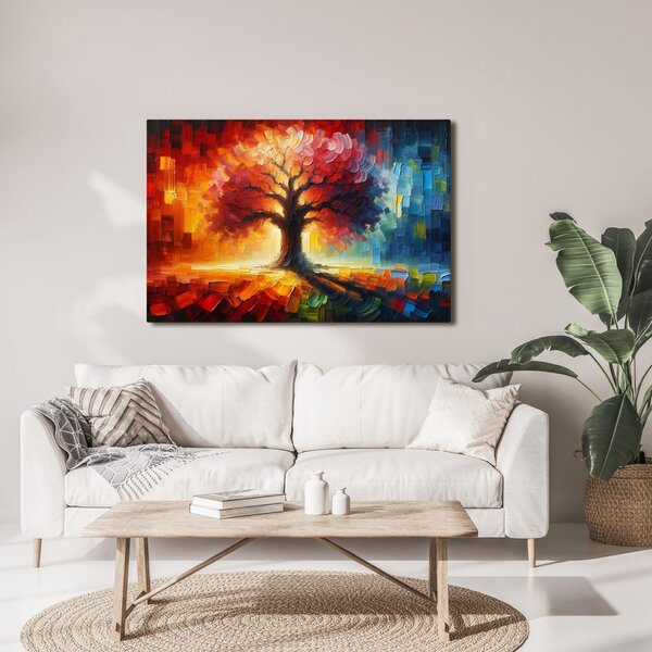 Quadro su tela – Albero della vita nei colori dell'arcobaleno