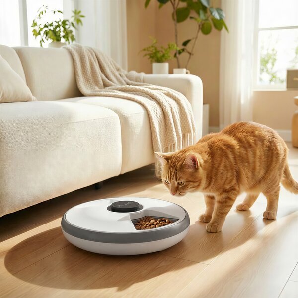PawHut Distributore Automatico Cibo Gatti e Cani con Timer e Display LED, 1-6 Pasti al Giorno, per Cibo Secco e Umido | Aosom Italy
