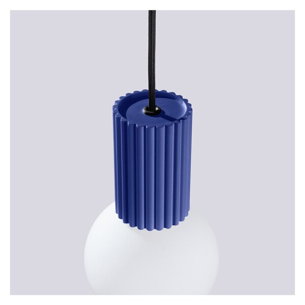 Lampadario blu scuro con paralume in vetro ø 12 cm Orbital – Sollux