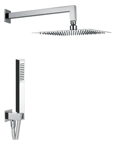 Kit Soffione Doccia Quadrato 20x20 cm in Acciaio Inox Rondò 20