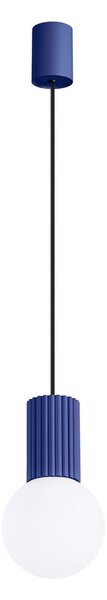 Lampadario blu scuro con paralume in vetro ø 12 cm Orbital – Sollux