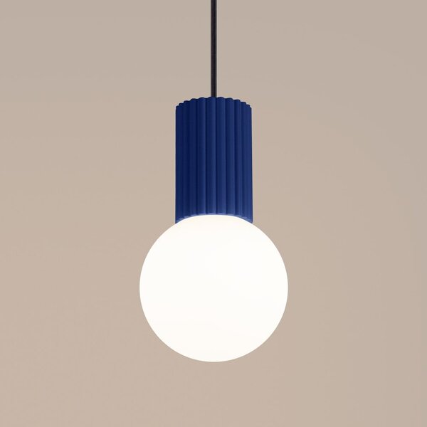 Lampadario blu scuro con paralume in vetro ø 12 cm Orbital – Sollux