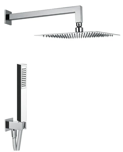 Kit Soffione Doccia Quadrato 20x20 cm in Acciaio Inox Rondò 20